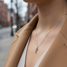 Stainless steel double-cross necklace with crystals in silver – So Cute by Dimi.