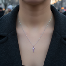 Stainless steel double-cross necklace with crystals in silver – So Cute by Dimi.