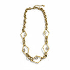 Rhombus Glow Necklace – Ατσάλινο κολιέ με ρομβοειδείς συνδέσμους και ζιργκόν σε χρυσό, So Cute by Dimi