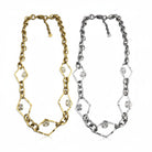 Rhombus Glow Necklace – Ατσάλινο κολιέ με ρομβοειδείς συνδέσμους και ζιργκόν σε ασημί και χρυσό, So Cute by Dimi