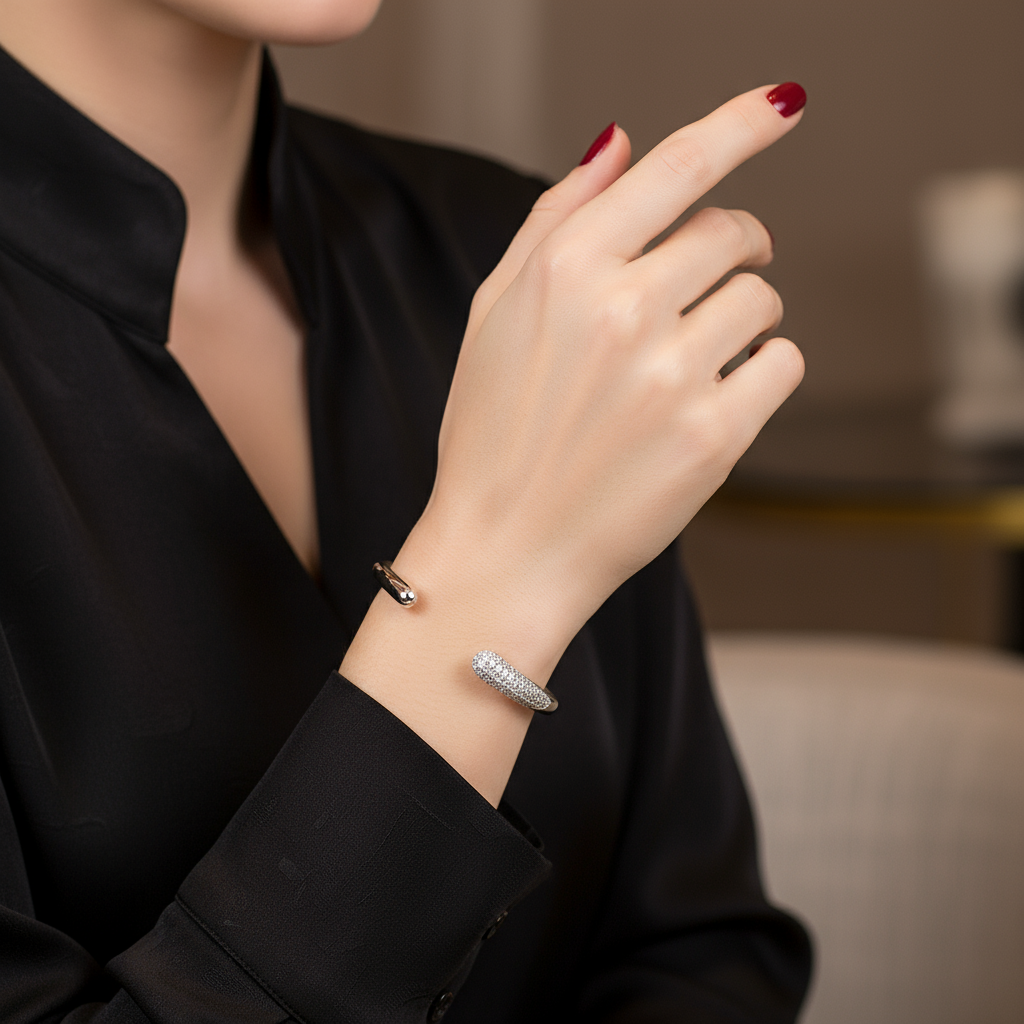 Βραχιόλι “Glow Curve” – Ατσάλινο με ζιργκόν σε χρυσό ή ασημί - So Cute by Dimi