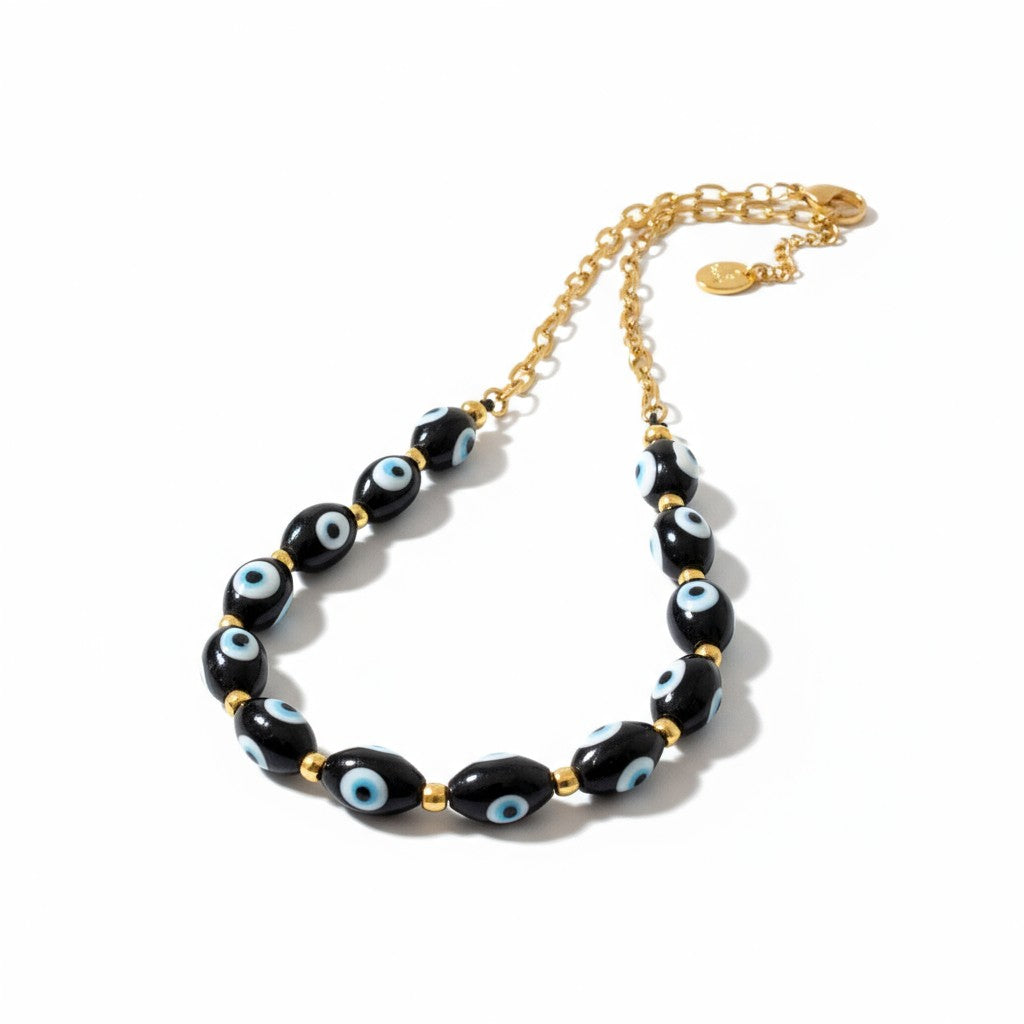 Κολιέ με lampwork γυάλινες χάντρες μάτι – So Cute by Dimi
