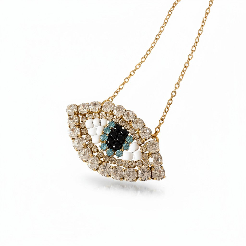 Κολιέ Shiny Eye με στρας & χάντρες – So Cute by Dimi