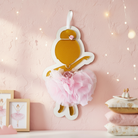 Χειροποίητο ξύλινο κάδρο μπαλαρίνα με τούλι, πέρλες και λουλούδια σε ροζ-χρυσές αποχρώσεις – So Cute by Dimi