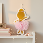 Χειροποίητο ξύλινο κάδρο μπαλαρίνα με τούλι, πέρλες και λουλούδια σε ροζ-χρυσές αποχρώσεις – So Cute by Dimi