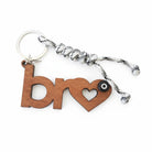 Ξύλινο χειροποίητο μπρελόκ “bro” με ματάκι και μακραμέ κορδόνι – So Cute by Dimi