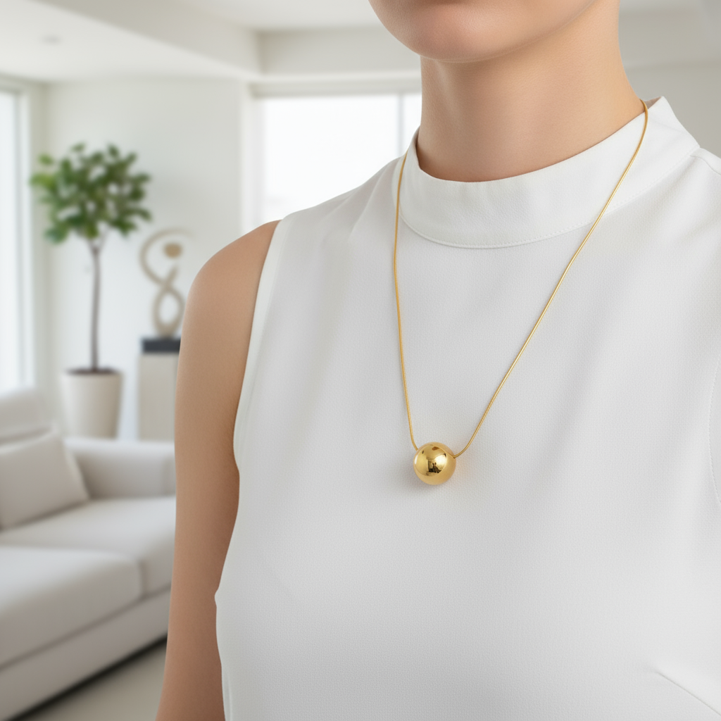 Κολιέ “Sphere Glow” – Ατσάλινο με σφαιρικό μοτίφ - So Cute by Dimi
