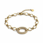 Stainless steel pavé oval link bracelet in  gold – So Cute by Dimi.