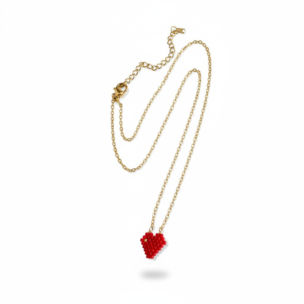 Mini Heart Glow – Κολιέ με Μικρή Καρδιά Miyuki | Ατσάλι - So Cute by Dimi
