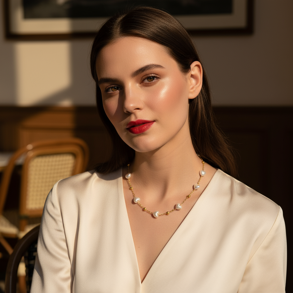 Pearl Hearts Necklace – Ατσάλινο Κολιέ με Καρδιές από Πέρλες | So Cute by Dimi