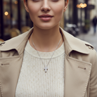 Luxe Pavé Cross Necklace – Ατσάλινο Κολιέ Σταυρός με Ζιργκόν | So Cute by Dimi
