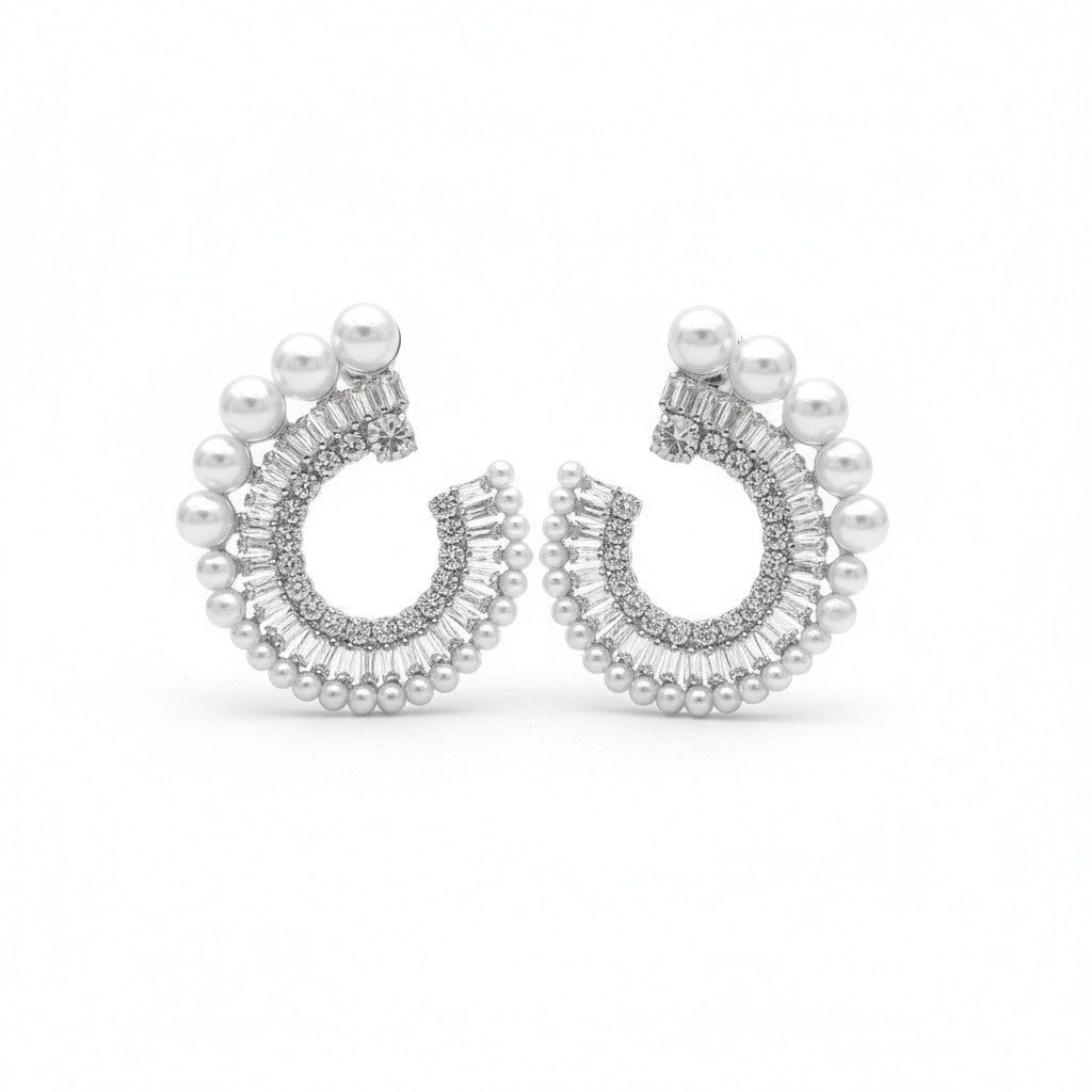 Statement σκουλαρίκια με πέρλες και στρας σε χρυσό και ασημί, So Cute by Dimi.