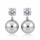 Ατσάλινα Σκουλαρίκια με Ζιργκόν & Στρογγυλή Μεταλλική Σφαίρα | So Cute By Dimi