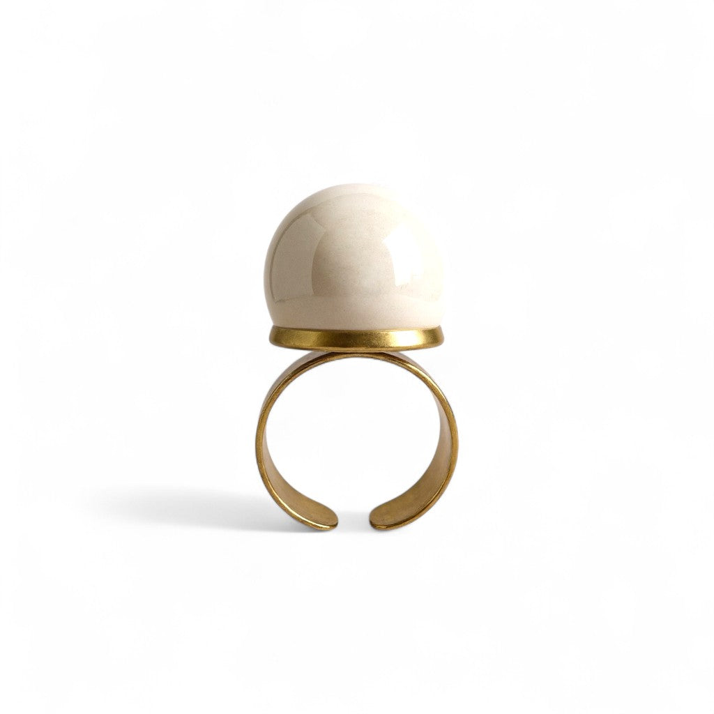 Pearl Dome Ring – Ατσάλινο Δαχτυλίδι με Μεγάλη Πέρλα | So Cute by Dimi