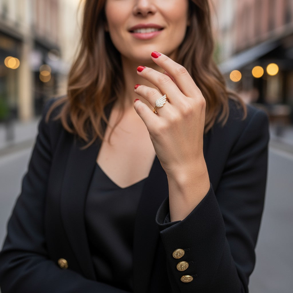 Crystal Angel Ring – Ατσάλινο Δαχτυλίδι με Φτερό Αγγέλου & Ζιργκόν | So Cute by Dimi