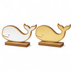 Επιτραπέζιο διακοσμητικό φάλαινα από ξύλο με καθρέφτη gold ή silver mirror – So Cute by Dimi