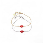 Ατσάλινο βραχιόλι Red Lips με κόκκινα χείλη από σμάλτο σε χρυσό και ασημί