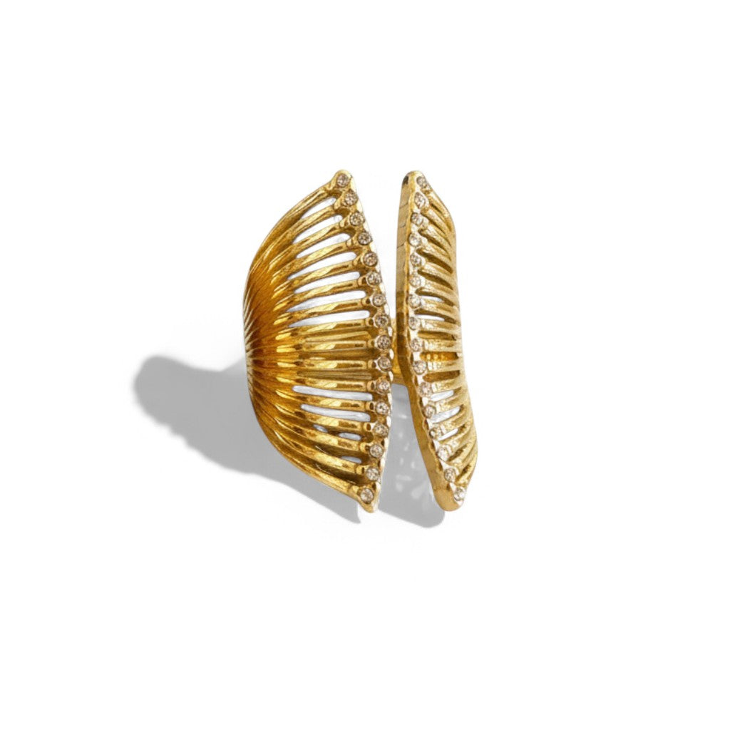 Ατσάλινο δαχτυλίδι one size με ζιργκόν σε χρυσό και ασημί χρώμα So Cute by Dimi