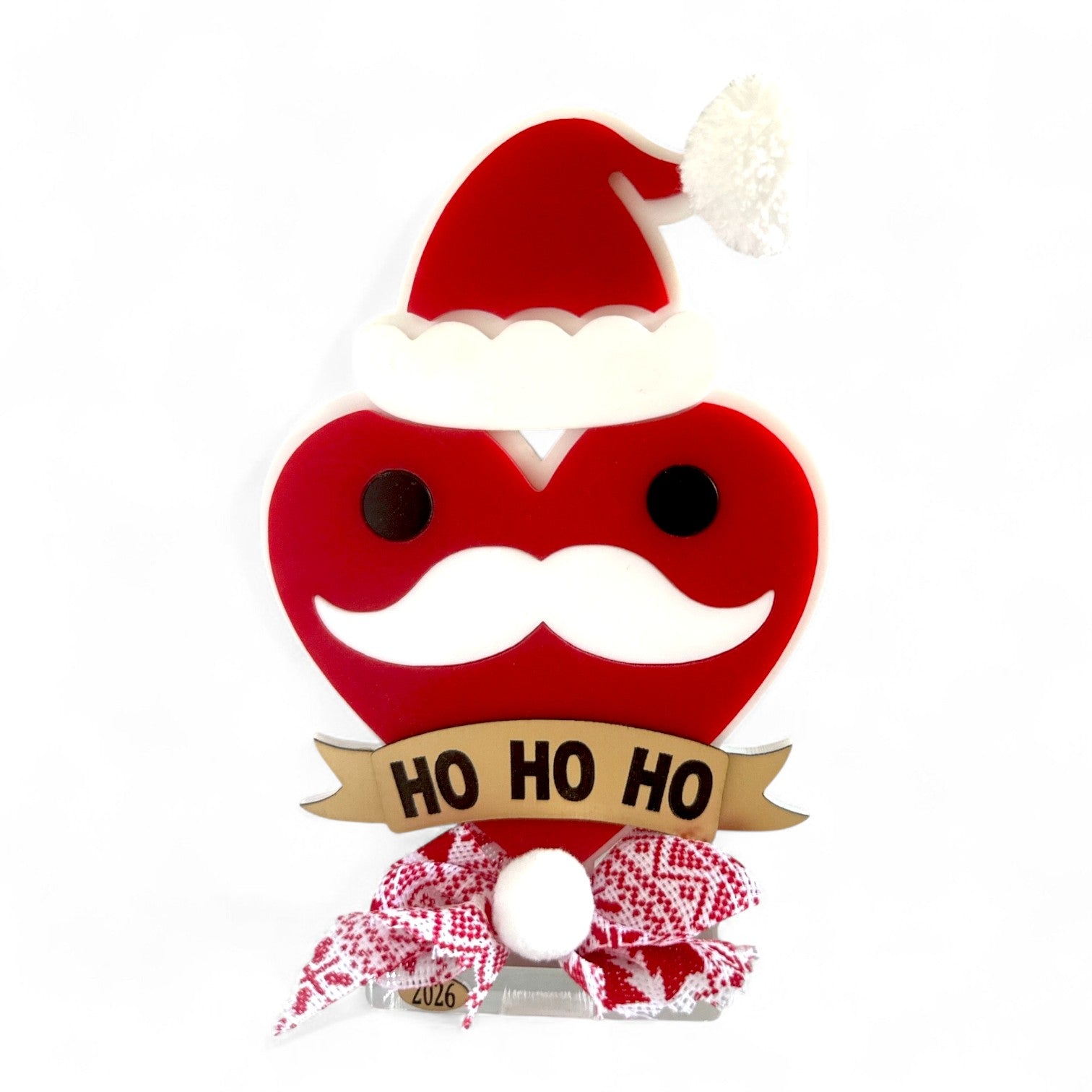 Επιτραπέζιο γούρι Christmas Pop Ho Ho Ho από plexiglass σε σχήμα καρδιάς με σκούφο Άι Βασίλη – So Cute by Dimi