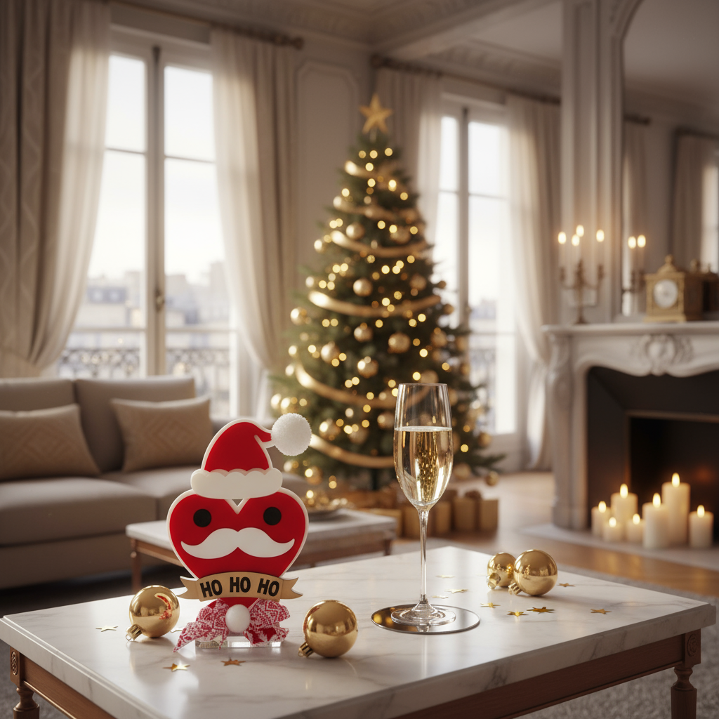 Επιτραπέζιο γούρι Christmas Pop Ho Ho Ho από plexiglass σε σχήμα καρδιάς με σκούφο Άι Βασίλη – So Cute by Dimi