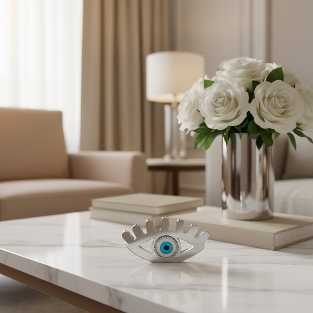 Γούρι επιτραπέζιο μάτι plexiglass καθρέφτης με βλέφαρα και στρας – So Cute by Dimi