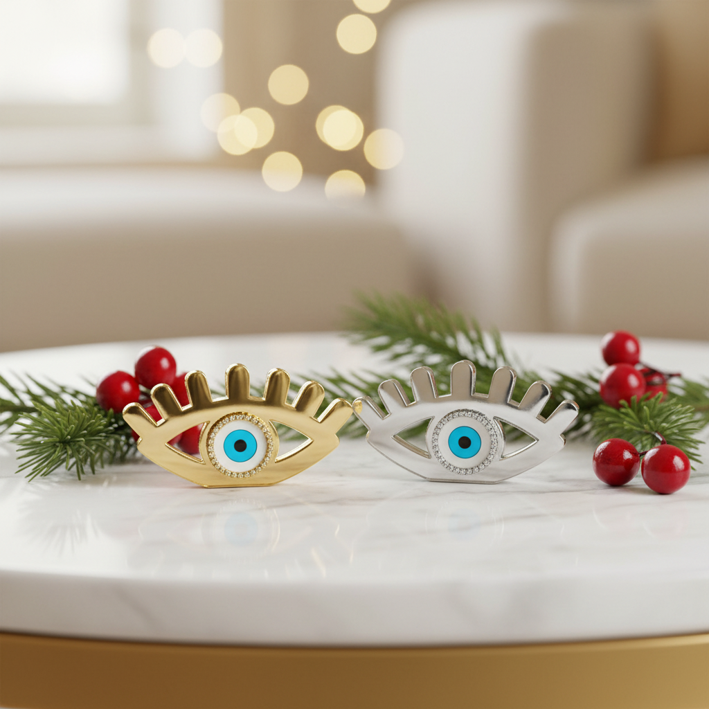 Γούρι επιτραπέζιο μάτι plexiglass καθρέφτης με βλέφαρα και στρας – So Cute by Dimi