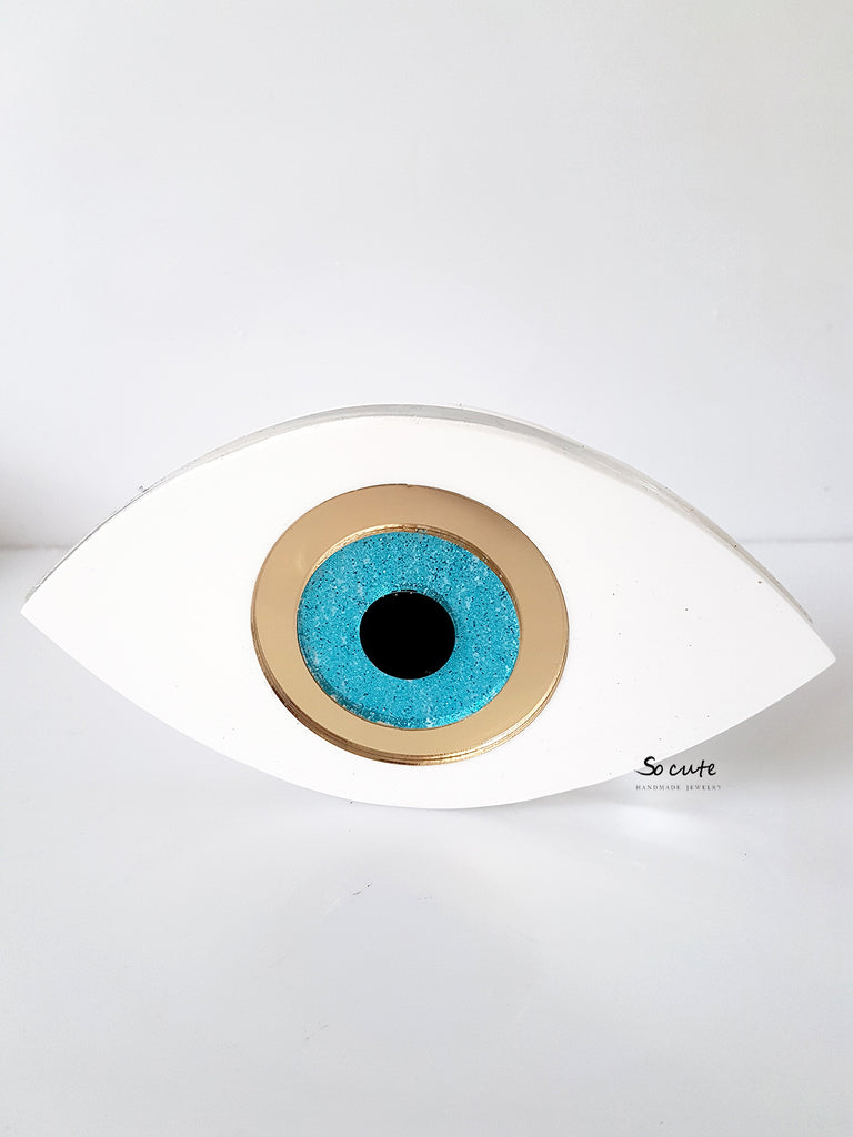 Επιτραπέζιο γούρι οβάλ μάτι με γκλίτερ - So Cute by Dimi