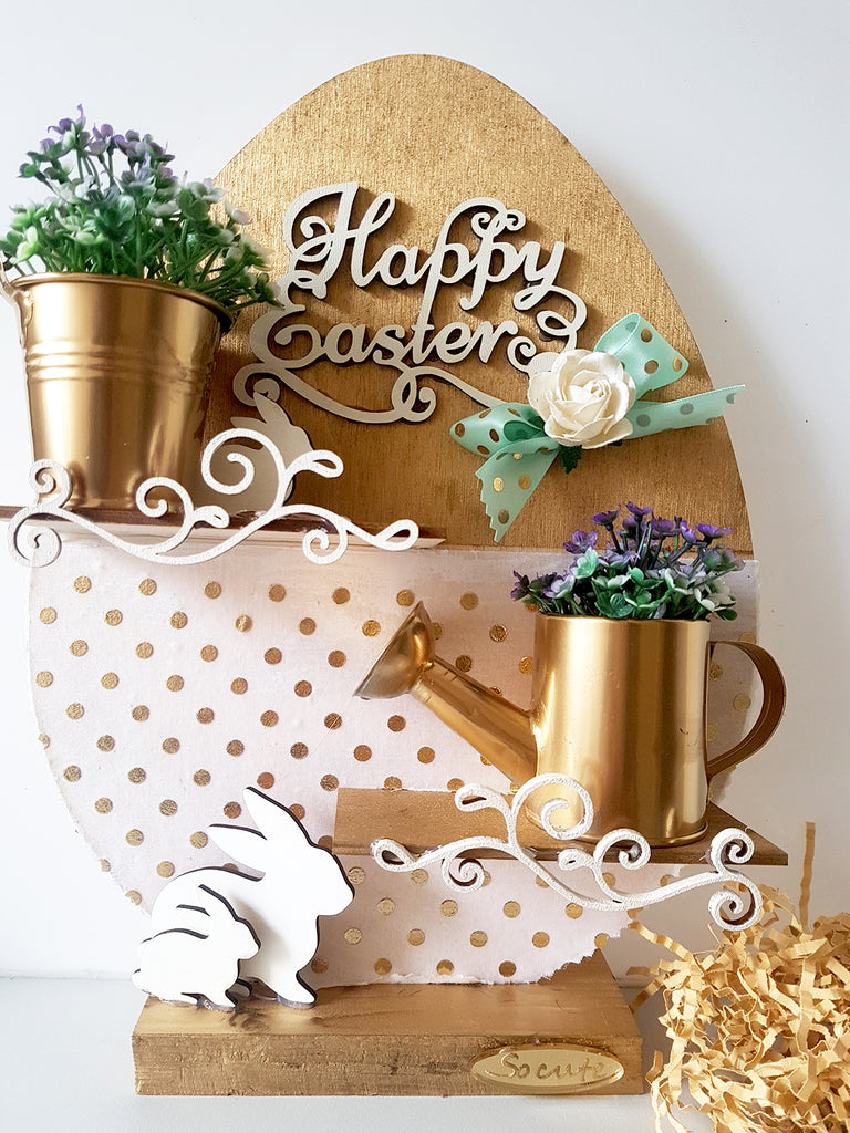 Διακοσμητικό ρουστίκ αυγό Happy Easter - So Cute by Dimi