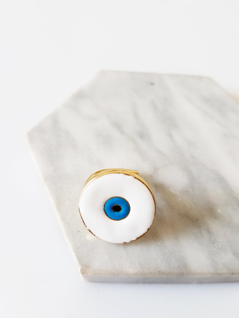 Δαχτυλίδι πλακέ μάτι με σμάλτο - So Cute by Dimi