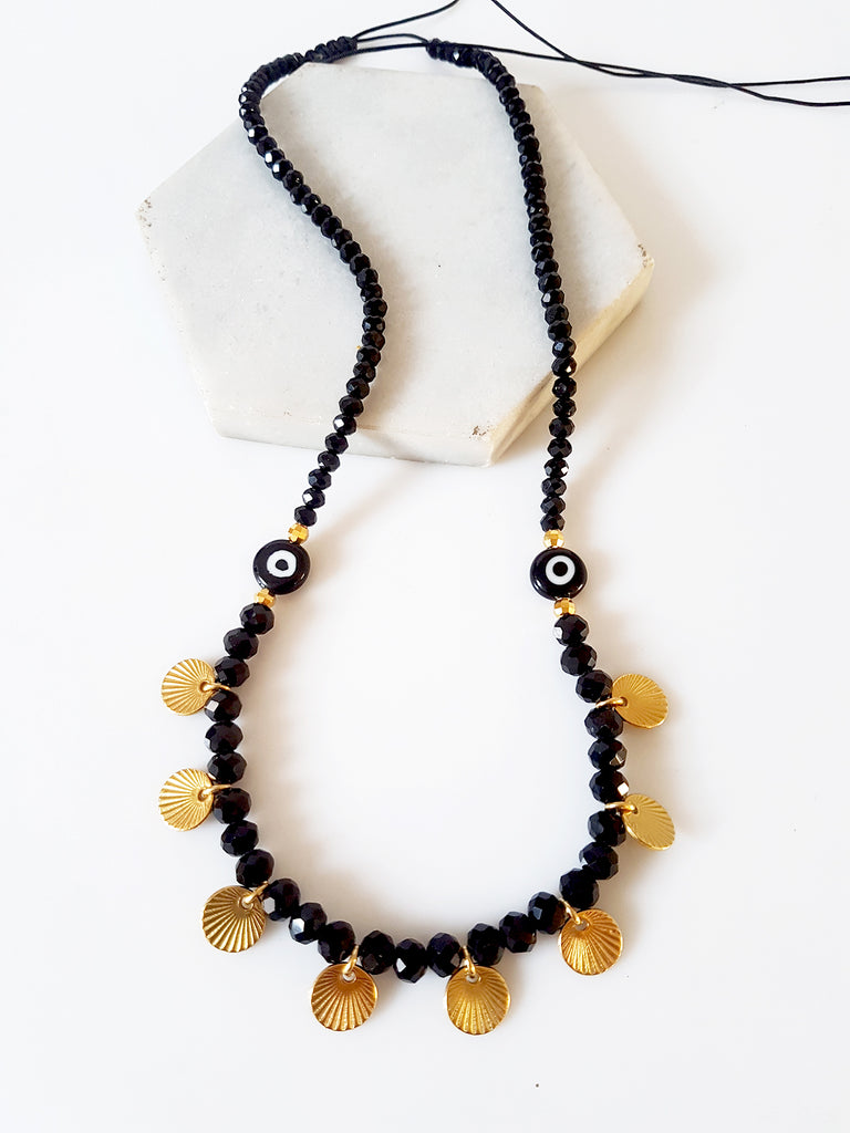 Gold-black coin&eye necklaces Σετ 3 κολιέ - So Cute by Dimi