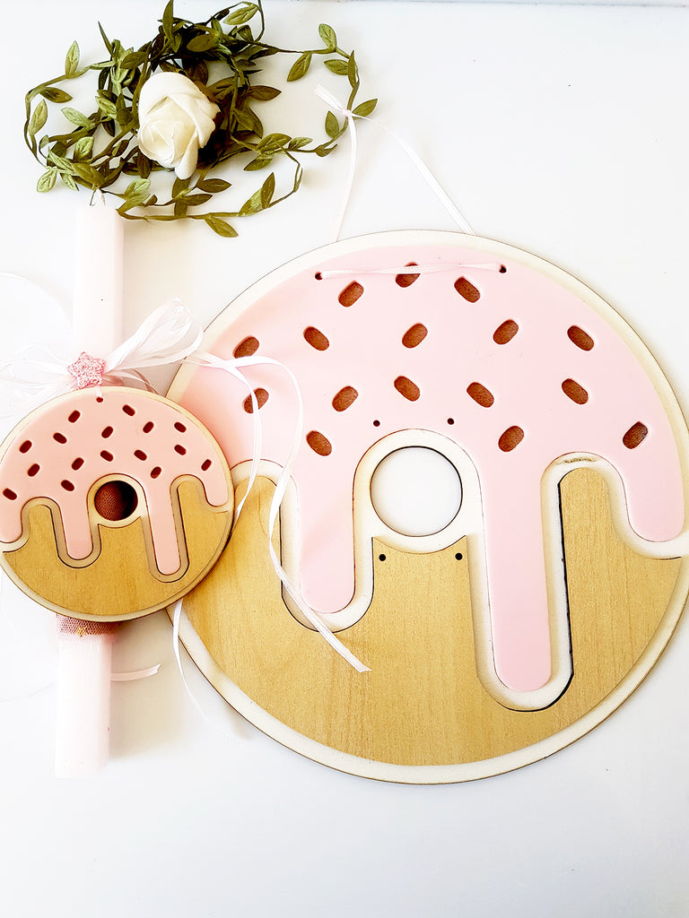 Πασχαλινό σετ δώρου Donut με Κάδρο και Λαμπάδα - So Cute by Dimi