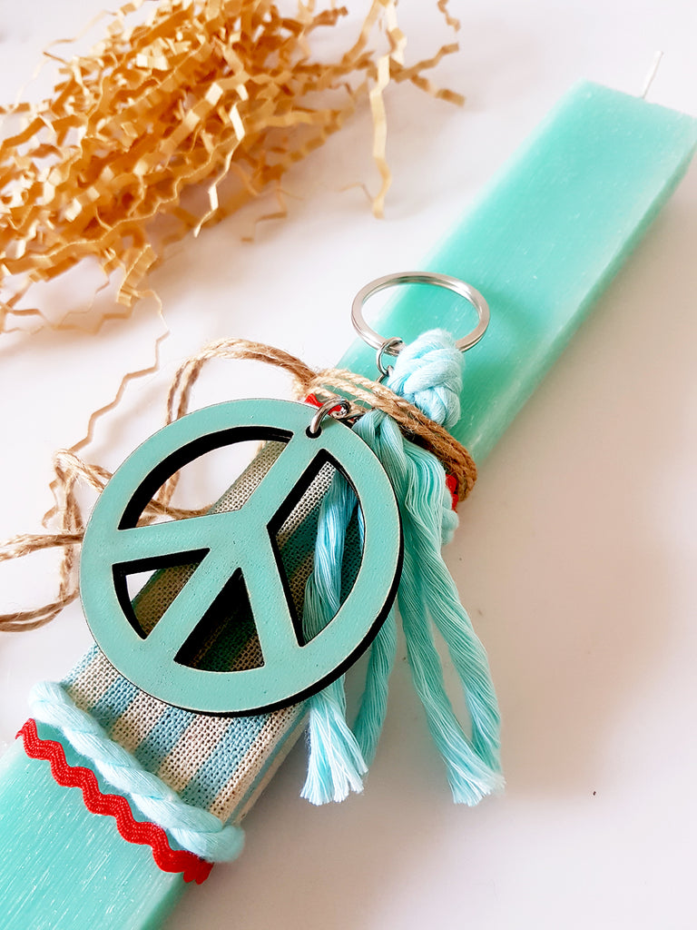 Λαμπάδα Peace με μπρελόκ και (προαιρετικό) κάδρο Van - So Cute by Dimi