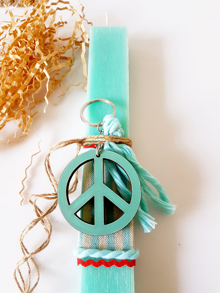 Λαμπάδα Peace με μπρελόκ και (προαιρετικό) κάδρο Van - So Cute by Dimi
