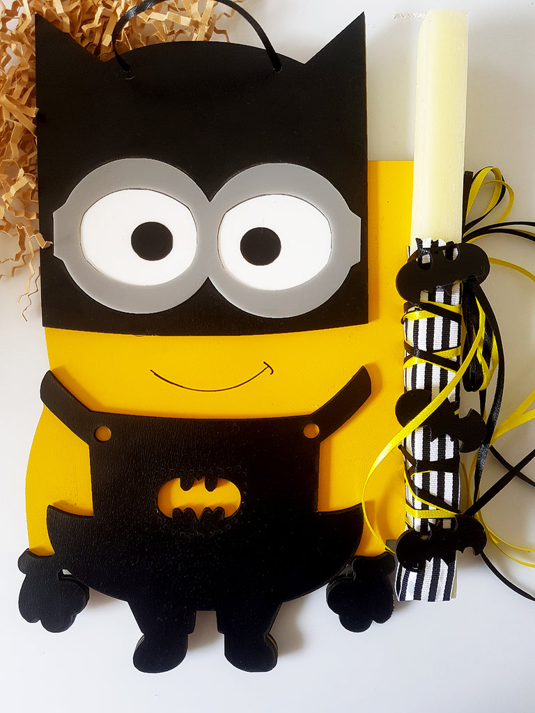 Σετ λαμπάδας Minion Batman με μπρελόκ - So Cute by Dimi