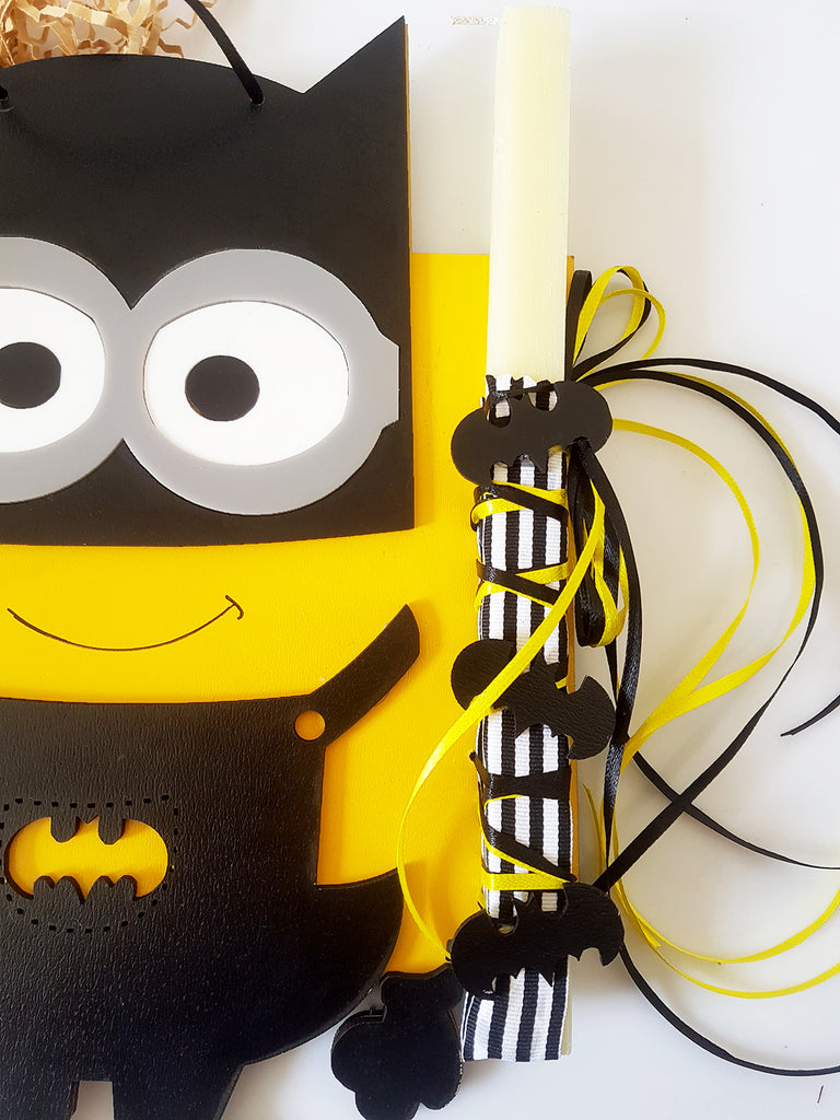 Σετ λαμπάδας Minion Batman με μπρελόκ - So Cute by Dimi