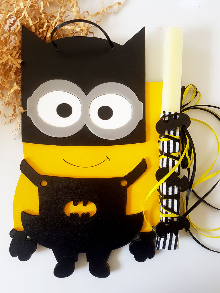 Σετ λαμπάδας Minion Batman με μπρελόκ - So Cute by Dimi