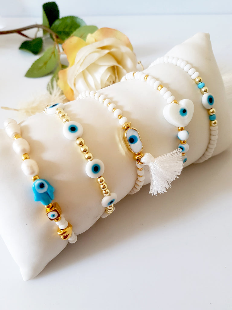 Βραχιόλι με αιματίτη και lampwork ματάκια - So Cute by Dimi