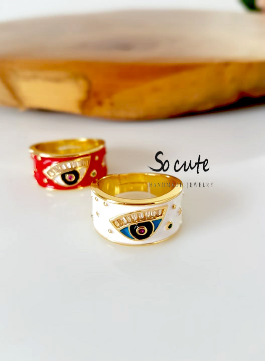 Φαρδύ δαχτυλίδι μάτι με ζιργκόν - So Cute by Dimi