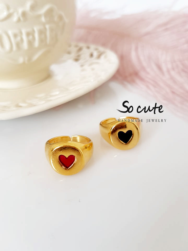 Δαχτυλίδι με καρδιά σμάλτο - So Cute by Dimi
