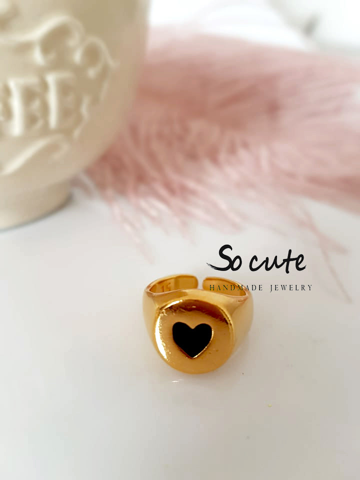 Δαχτυλίδι με καρδιά σμάλτο - So Cute by Dimi