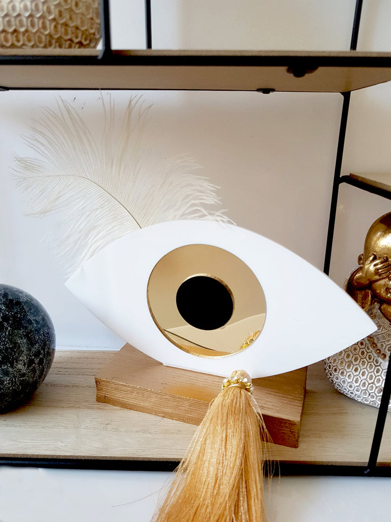 Επιτραπέζιο γούρι οβάλ μάτι με φτερό και φούντα - So Cute by Dimi