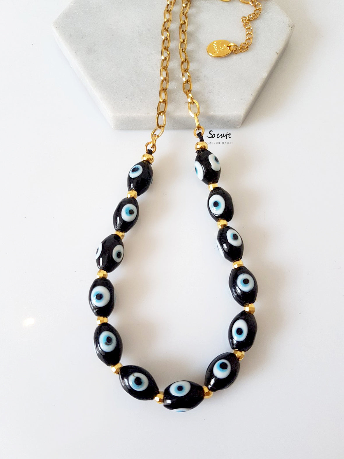 Κολιέ με lampwork χάντρες μάτι - So Cute by Dimi